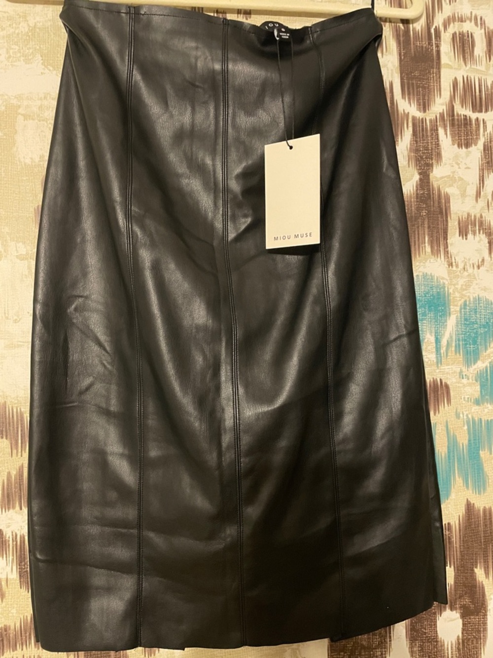 MIOU MUSE Black Faux Leather Pencil Skirt